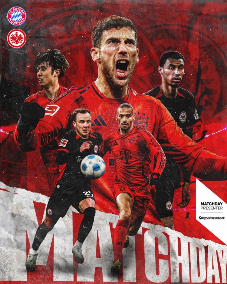 拜仁發(fā)布對陣法蘭克福海報：格雷茨卡、薩內、伊藤洋輝出鏡