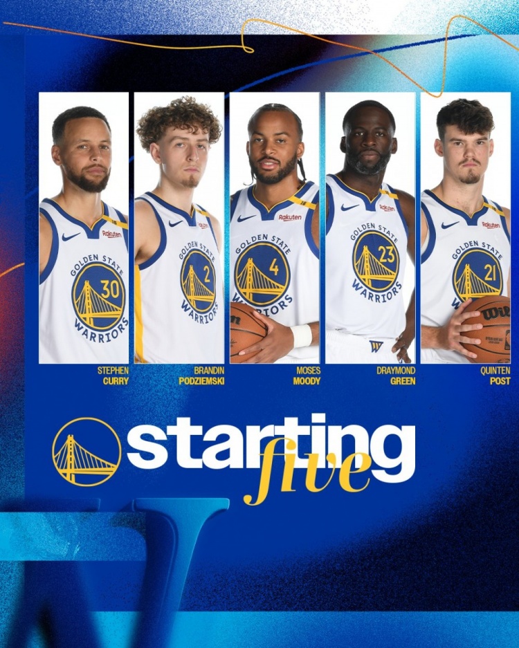 今日對陣76人！勇士首發(fā)：波斯特、追夢、穆迪、波杰姆斯基、庫里