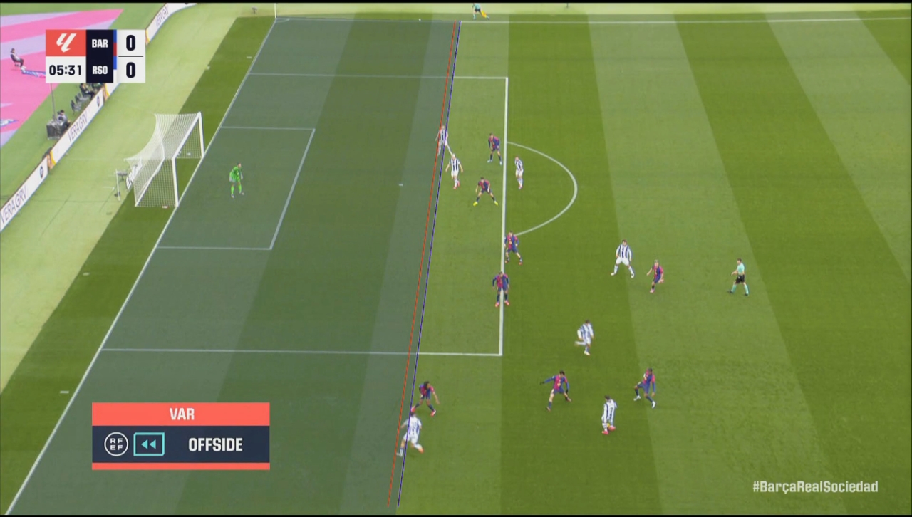 ??進(jìn)球無效！皇社開場3分鐘攻破巴薩大門，主裁吹罰越位在先