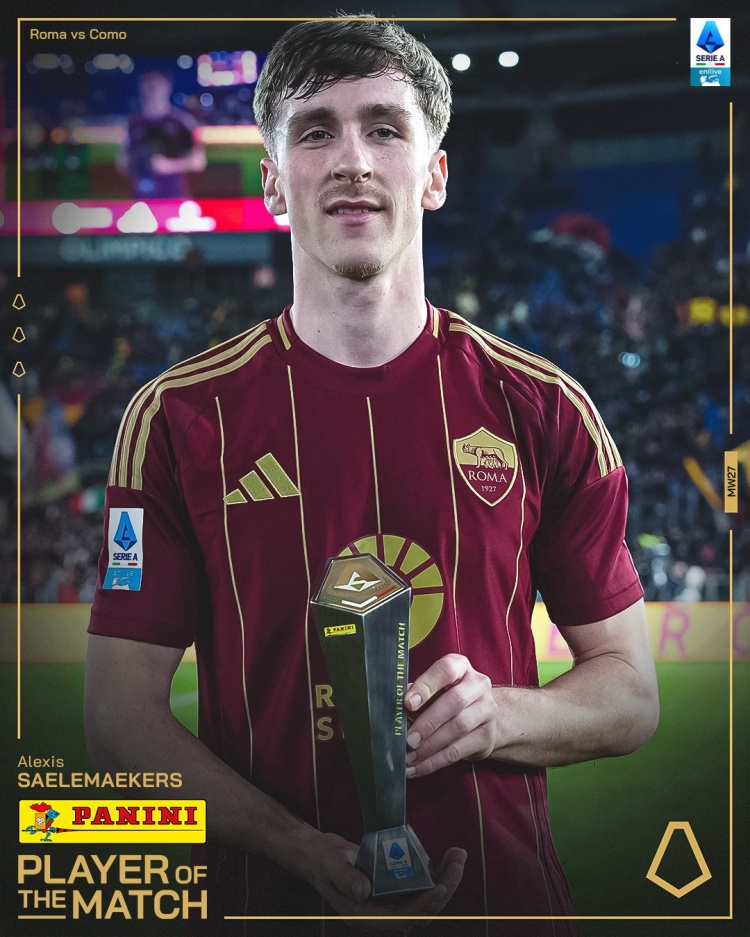 替補打進一球！意甲官方：薩勒馬科爾斯當選羅馬2-1科莫全場最佳