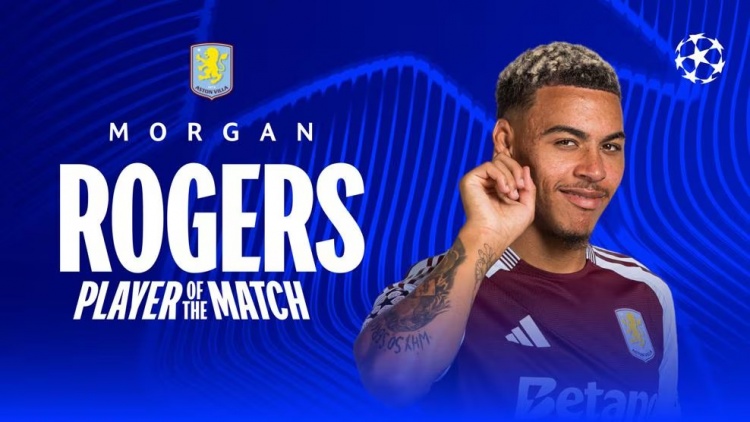 傳中造烏龍！歐冠官方：摩根-羅杰斯當(dāng)選布魯日vs維拉全場最佳