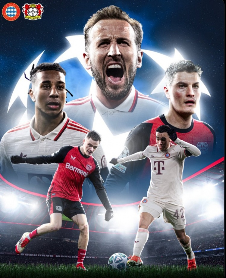 拜仁官方發(fā)布對陣勒沃庫森海報：凱恩C位，穆西亞拉PK維爾茨