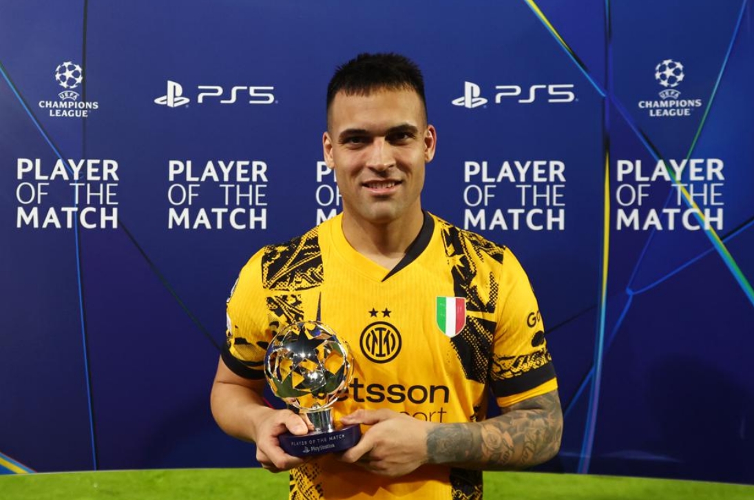 1進(jìn)球1關(guān)鍵傳球，勞塔羅當(dāng)選國米2-0費(fèi)耶諾德一役全場(chǎng)最佳