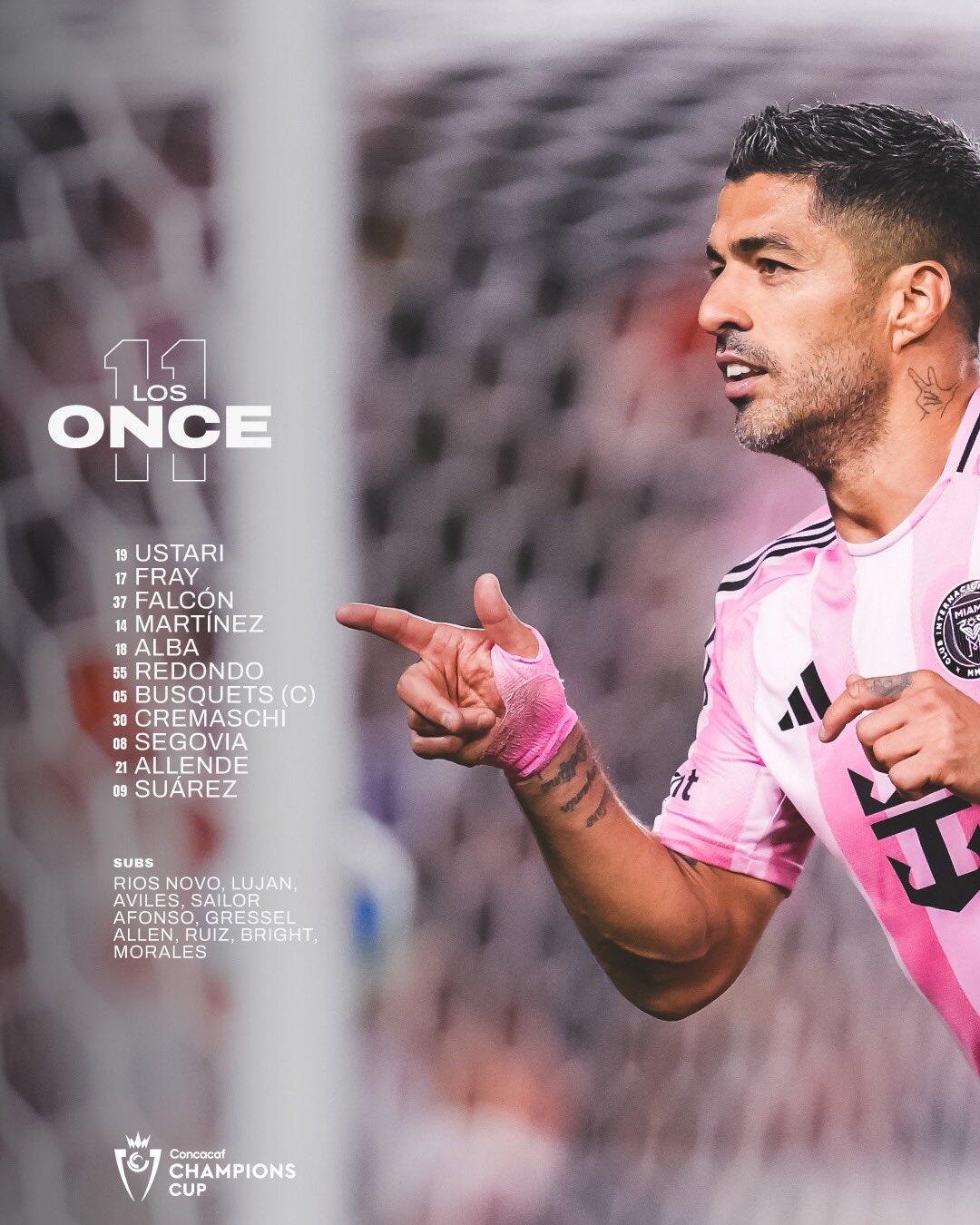 邁阿密國(guó)際首發(fā)：梅西缺陣，蘇牙、布斯克茨、阿爾巴出戰(zhàn)