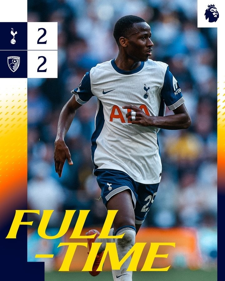 英超落后至少2球但最終拿分！熱刺第26次做到，僅次于曼聯(lián)30次