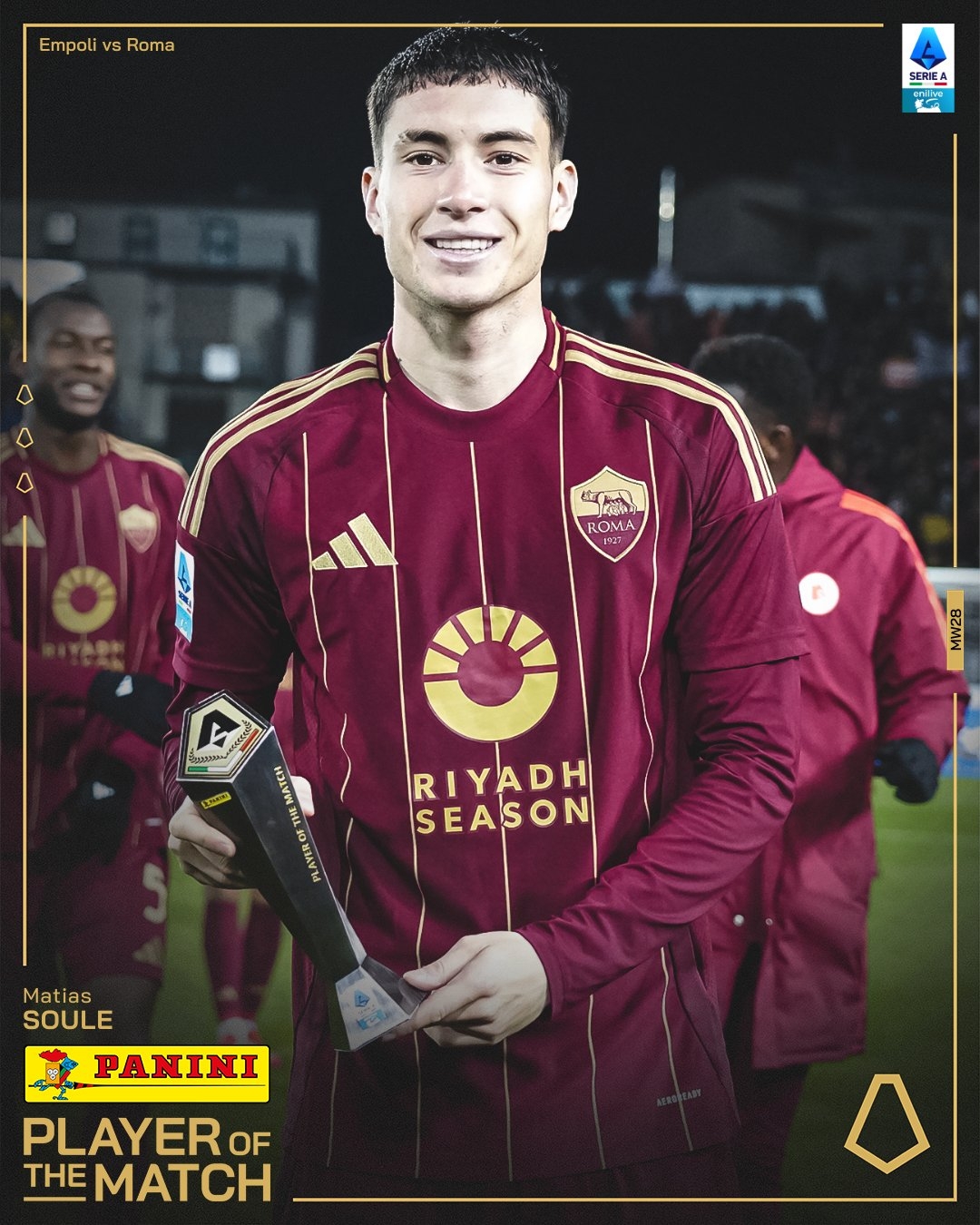 開(kāi)場(chǎng)閃擊！官方：蘇萊當(dāng)選羅馬vs恩波利全場(chǎng)最佳球員