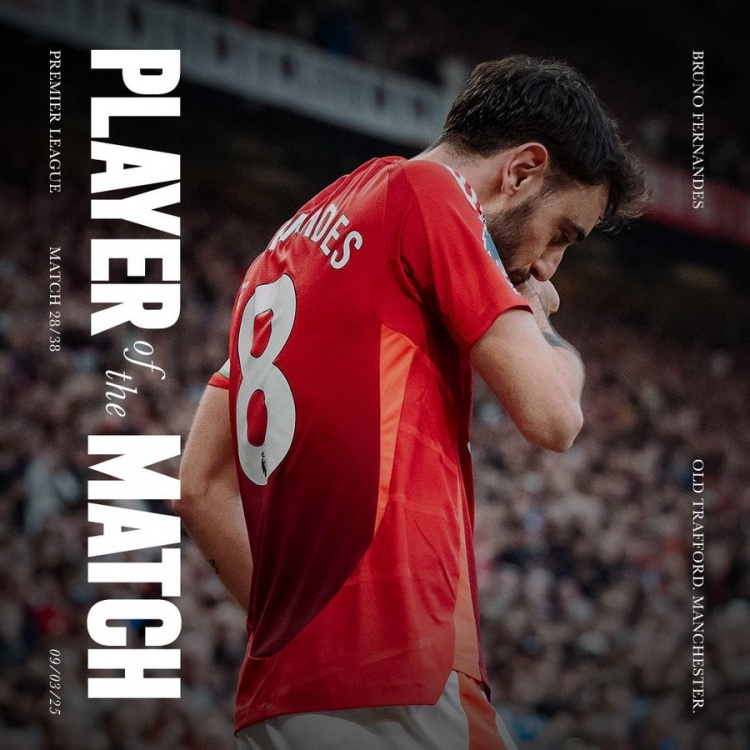 直接任意球破門！曼聯(lián)官方：B費(fèi)當(dāng)選本場(chǎng)英超隊(duì)內(nèi)最佳球員