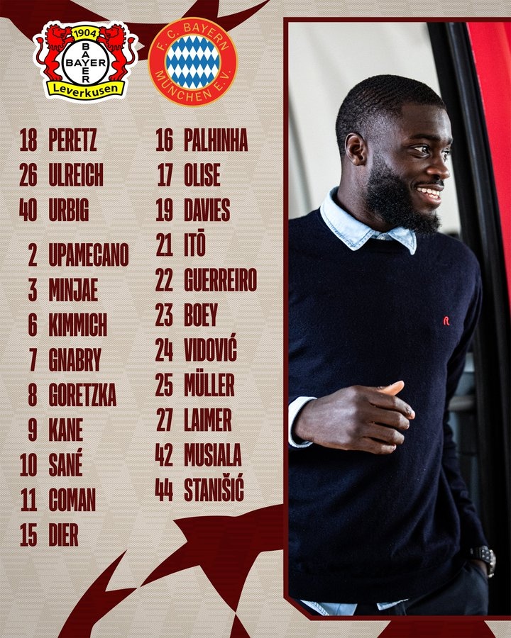 拜仁客戰(zhàn)藥廠歐冠名單：凱恩、穆西亞拉領銜 諾伊爾因傷缺陣