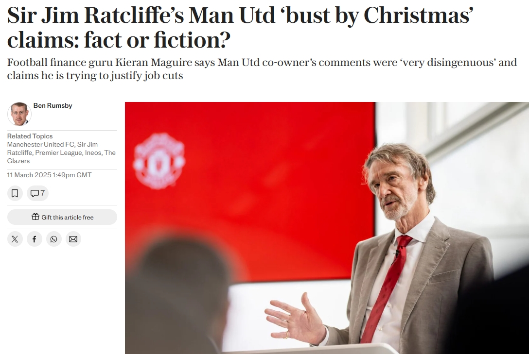 曼聯(lián)圣誕節(jié)前可能破產(chǎn)？財務(wù)專家：假透了，拉爵在為裁員找借口