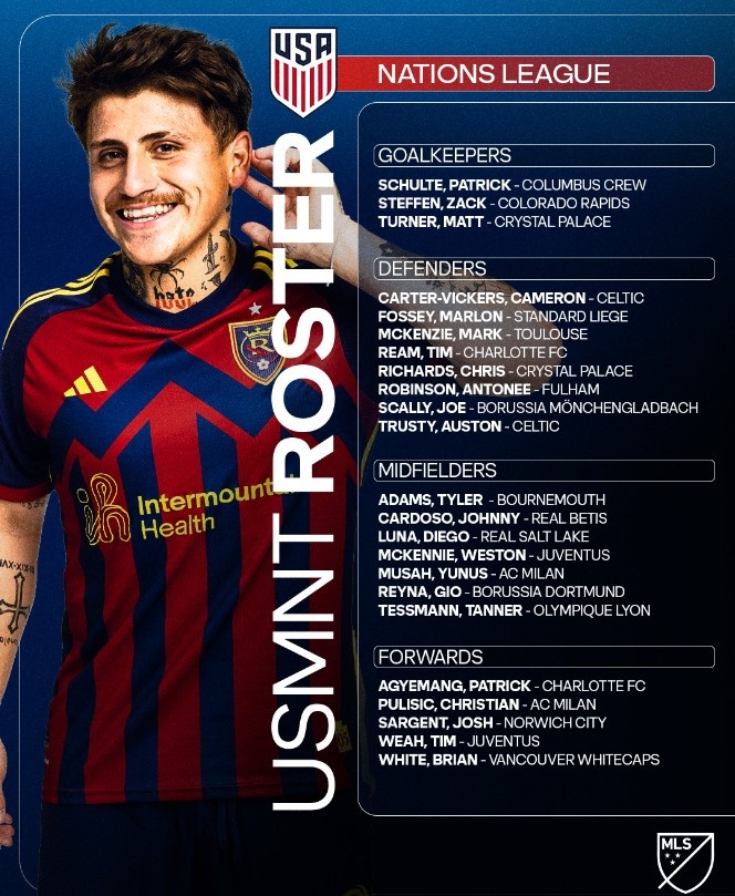 美國大名單：普利西奇、麥肯尼領(lǐng)銜，羅賓遜、小維阿、穆薩在列