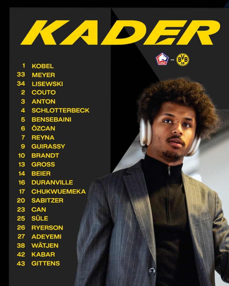 歐冠多特客戰(zhàn)里爾名單：吉拉西、阿德耶米、布蘭特在列