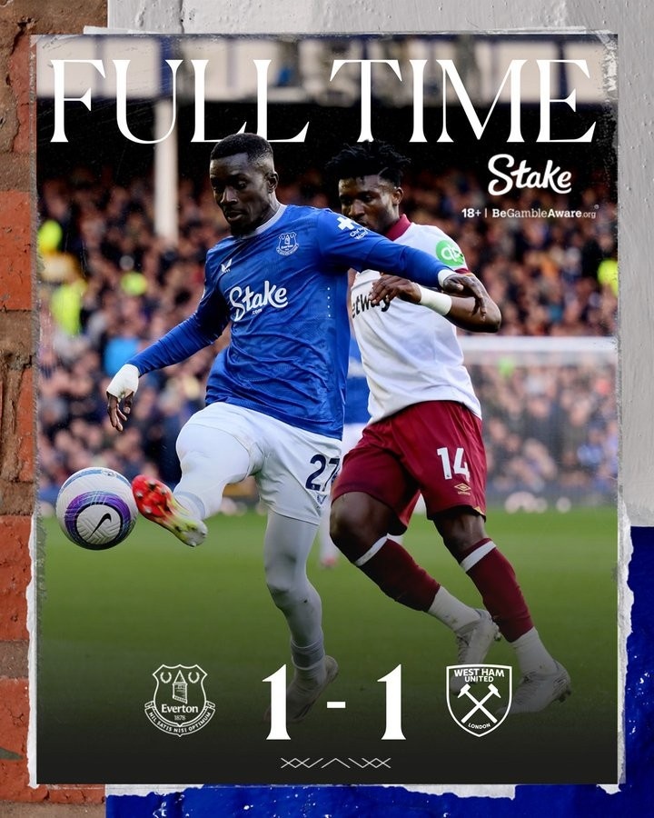 4勝5平！埃弗頓補(bǔ)時(shí)絕平西漢姆，已在英超4連平+連續(xù)9輪不敗