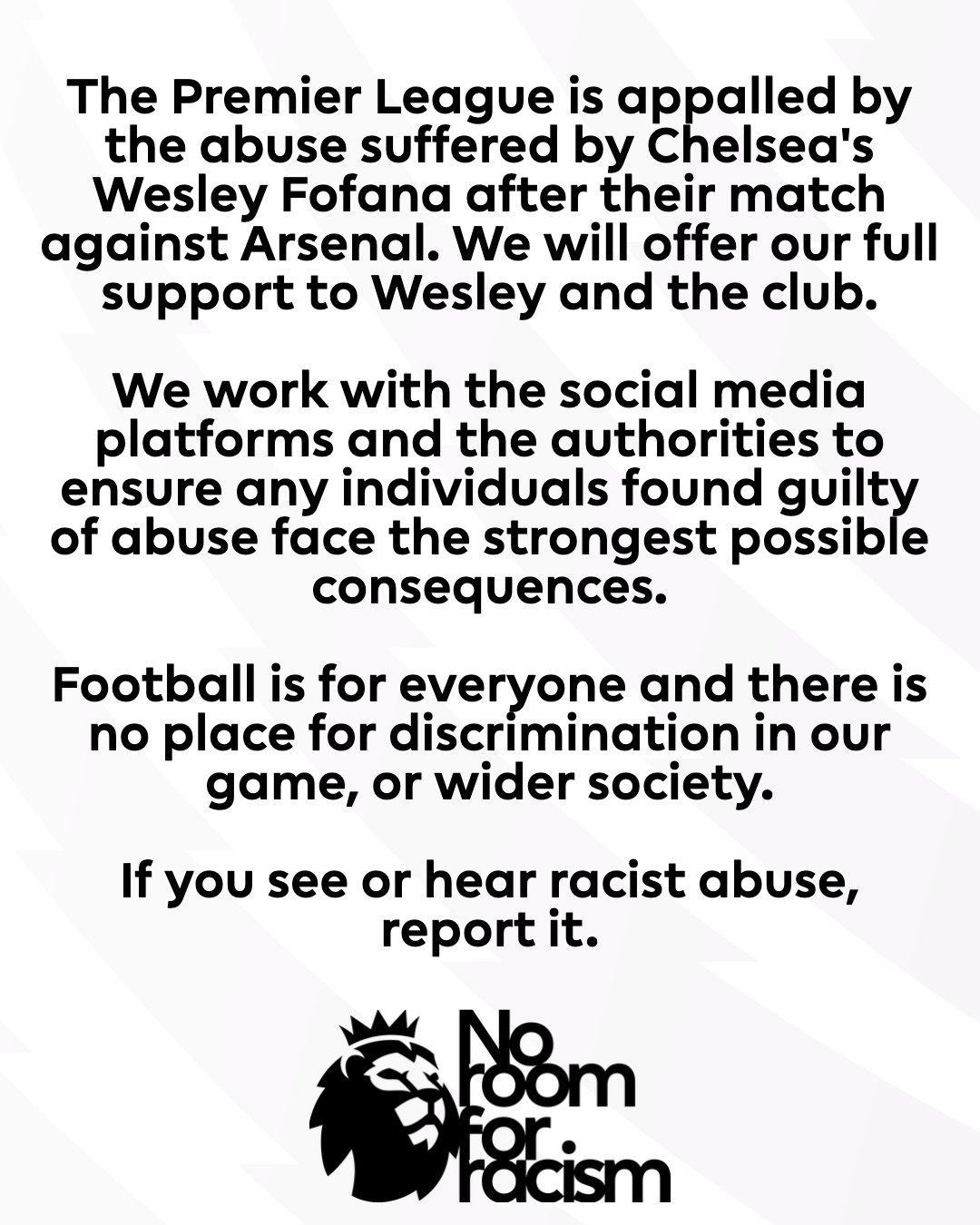 福法納遭種族歧視，英超發(fā)文譴責：會確保施暴者面臨最嚴厲懲罰