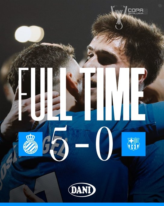 西班牙人加泰杯半決賽5-0大勝巴薩，巴薩全青年隊&弗里克沒帶隊