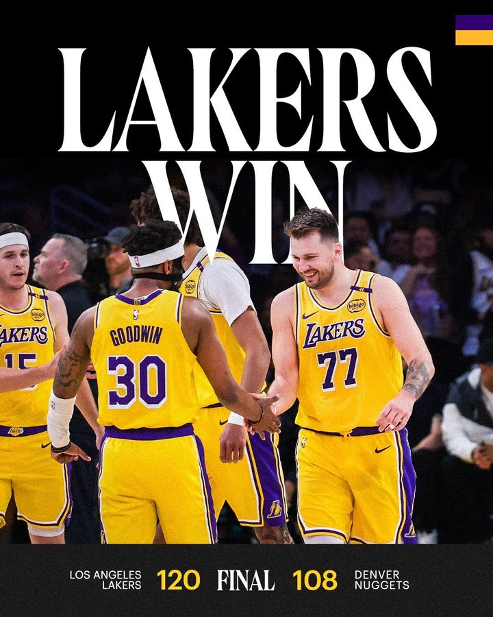 湖人官方曬出贏球海報(bào)：東契奇、里夫斯、古德溫、海斯登上封面