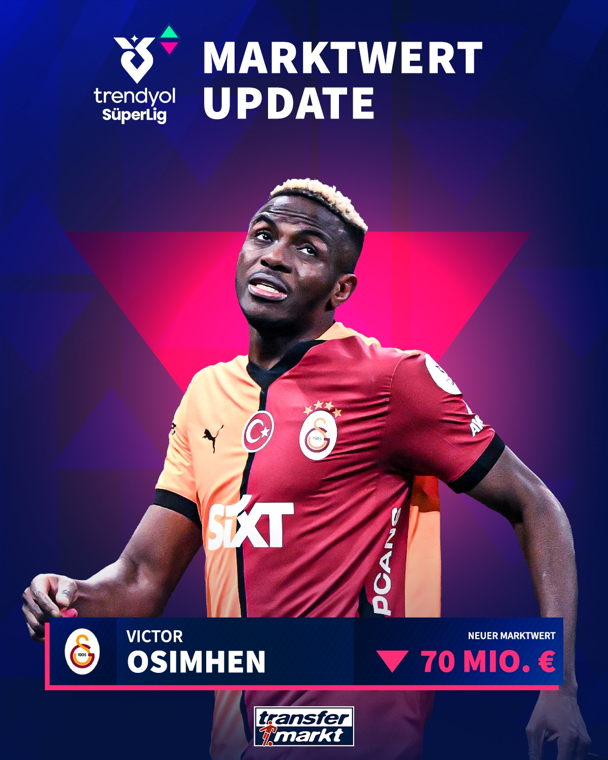 已跌3000萬(wàn)?德轉(zhuǎn)官方：未轉(zhuǎn)會(huì)頂級(jí)聯(lián)賽，奧斯梅恩身價(jià)跌至7000萬(wàn)