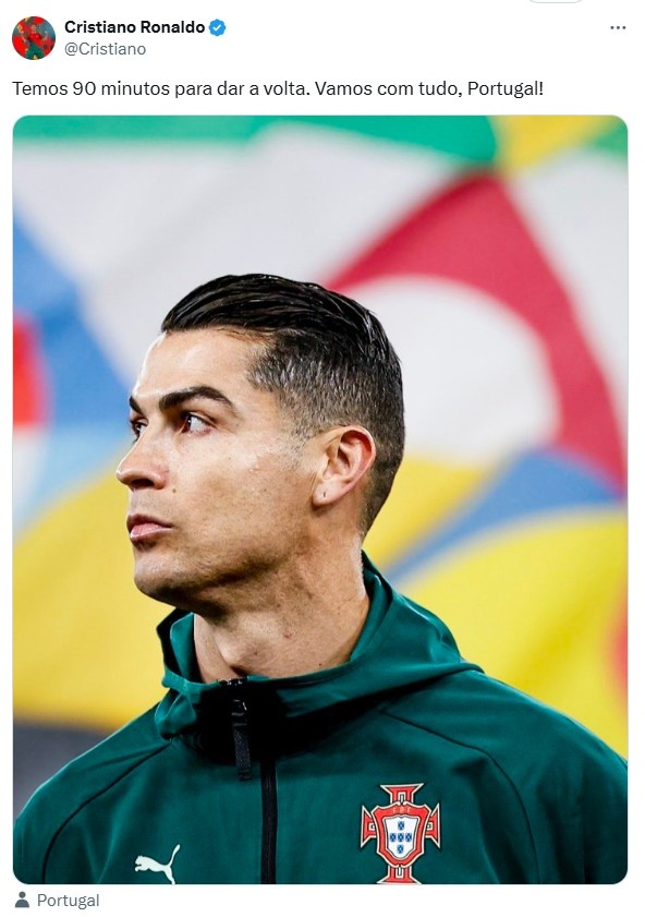 C羅社媒鼓勵球隊：有90分鐘時間扭轉局面，讓我們全力以赴
