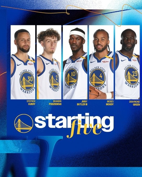 勇士對(duì)陣猛龍首發(fā)出爐：庫(kù)里 波杰姆斯基 巴特勒 穆迪 追夢(mèng)