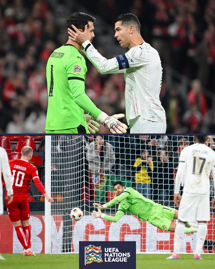 給建議了？歐國聯(lián)官推：C羅與科斯塔耳語，隨后后者撲出點(diǎn)球