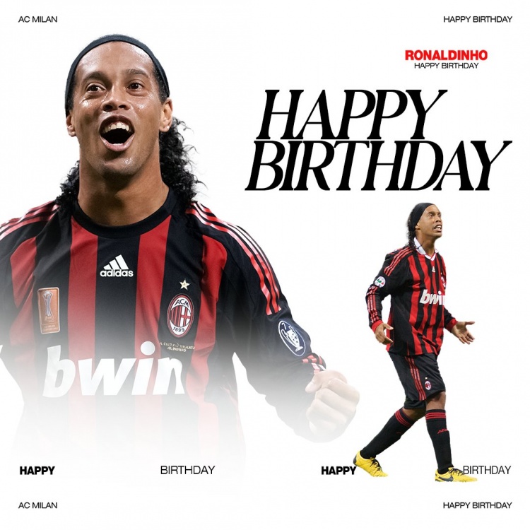 米蘭官方祝小羅45歲生日快樂(lè)，效力期間出戰(zhàn)95場(chǎng)26球29助