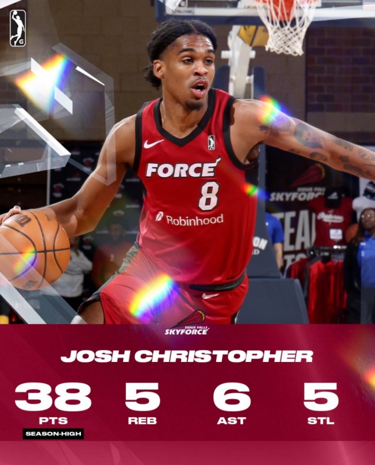 亂殺！火箭舊將克里斯托弗G聯(lián)盟22中13爆砍38分5板6助5斷2帽