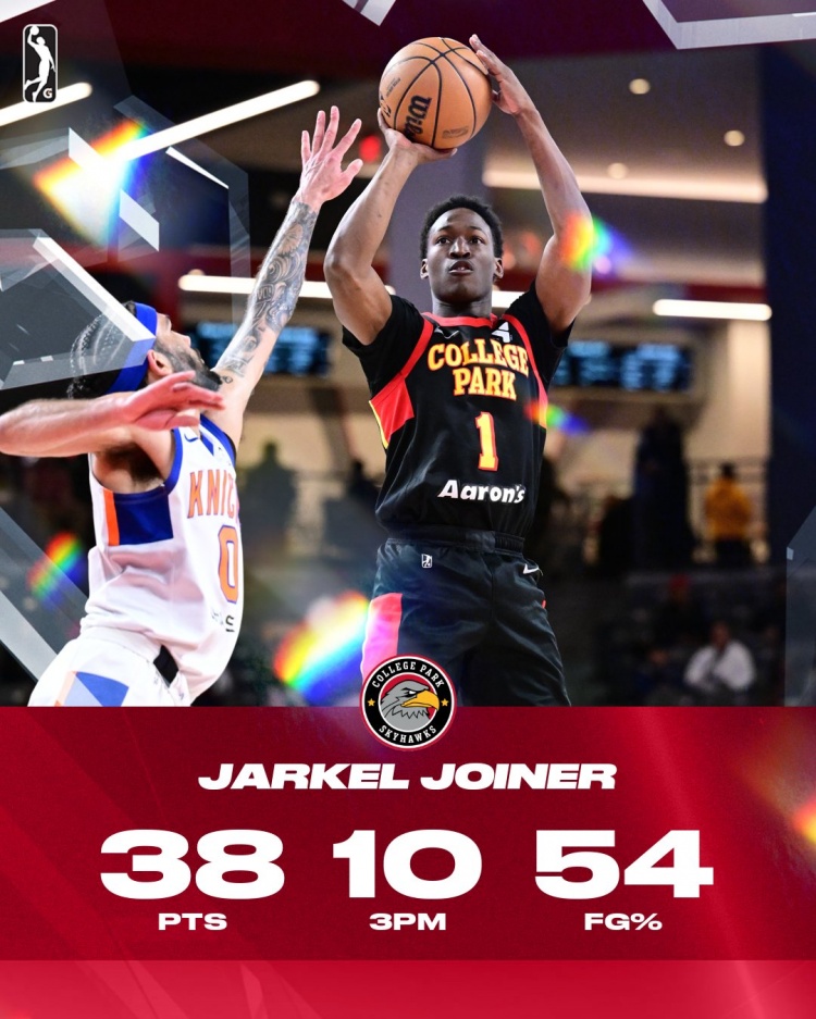 這是誰的部將！23年落選秀喬伊納今日G聯(lián)盟比賽3分16中10爆砍38分