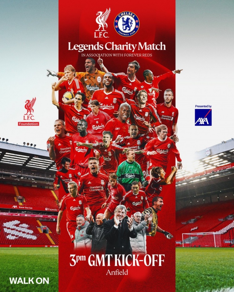 對陣藍(lán)軍！利物浦發(fā)布傳奇賽海報(bào)：達(dá)格利什、杰拉德攜眾星出鏡