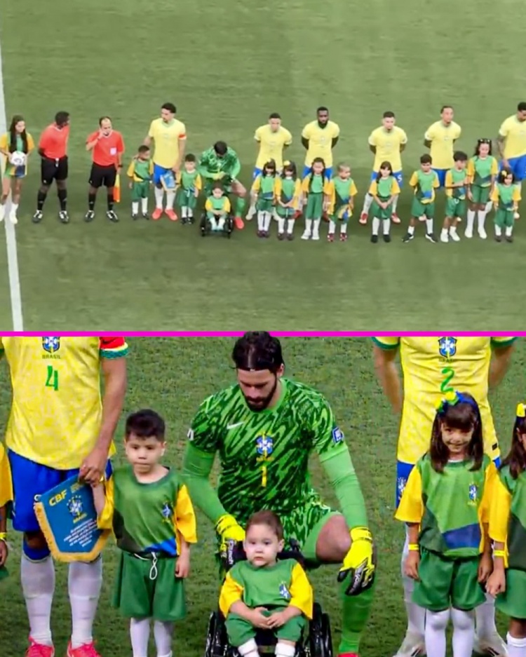 暖心！阿利森賽前列隊時單膝跪地，以照顧身前坐輪椅的球童