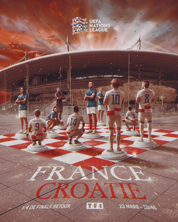 爭取逆轉(zhuǎn)！法國發(fā)布對克羅地亞海報：姆巴佩、莫德里奇領(lǐng)銜出鏡