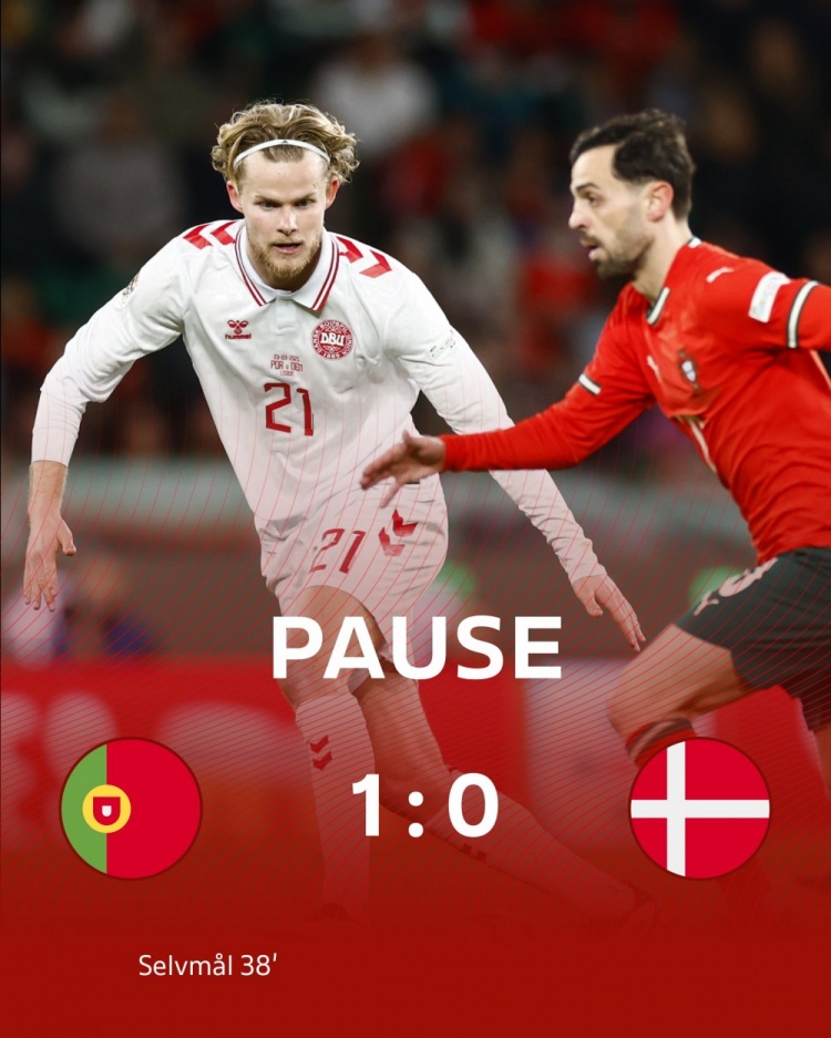 半場(chǎng)-葡萄牙1-0丹麥 C羅開(kāi)場(chǎng)造點(diǎn)+點(diǎn)射被撲B費(fèi)角球造烏龍