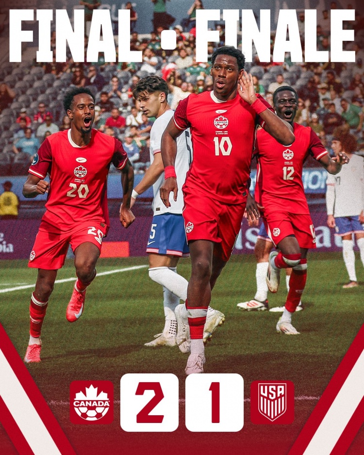 阿方索傷退&戴維攻入制勝進球，加拿大2-1美國奪中北美國聯(lián)季軍