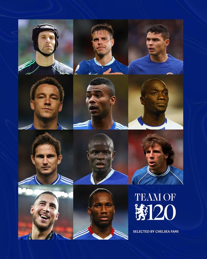 切爾西球迷票選隊(duì)史120年最佳陣：阿扎爾、蘭帕德、特里在列