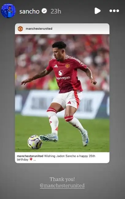 桑喬轉(zhuǎn)發(fā)曼聯(lián)為他慶生的動態(tài)，魔迷熱議：壞了，該不會真要回來吧