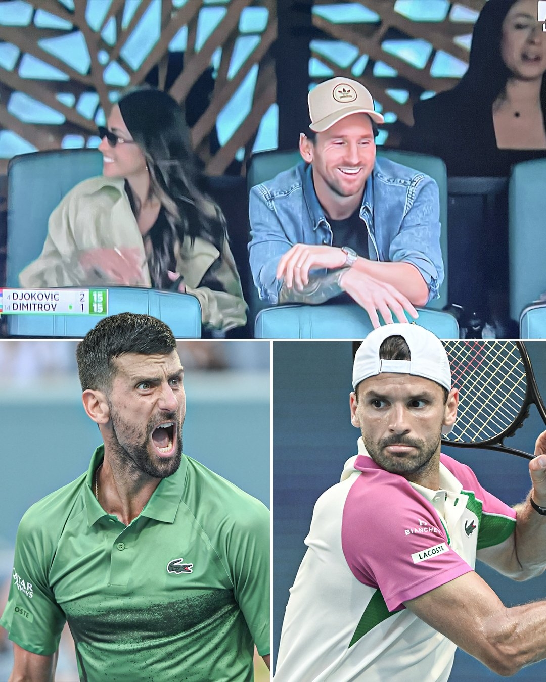 邁阿密網(wǎng)球大師賽半決賽德約對陣迪米特洛夫，梅西現(xiàn)場觀戰(zhàn)