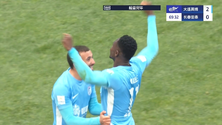 馬萊萊大連處子球！呂焯毅助攻馬萊萊破門，大連英博2-0亞泰