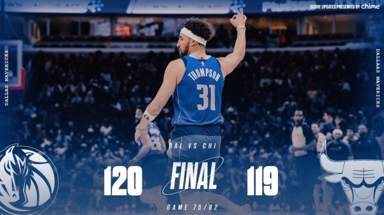 險(xiǎn)勝公牛！獨(dú)行俠官方曬贏球海報(bào) 克萊成為封面人物