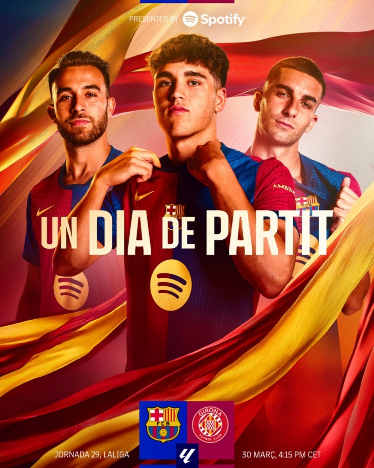 巴薩發(fā)布對陣赫羅納海報：庫巴西、費蘭、埃里克-加西亞出鏡