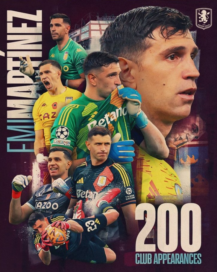 大馬丁達(dá)成維拉200次出場(chǎng)里程碑，已為球隊(duì)完成63次零封