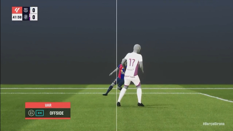 費(fèi)爾明直塞孔德前插推射破門，但裁判示意越位進(jìn)球無效