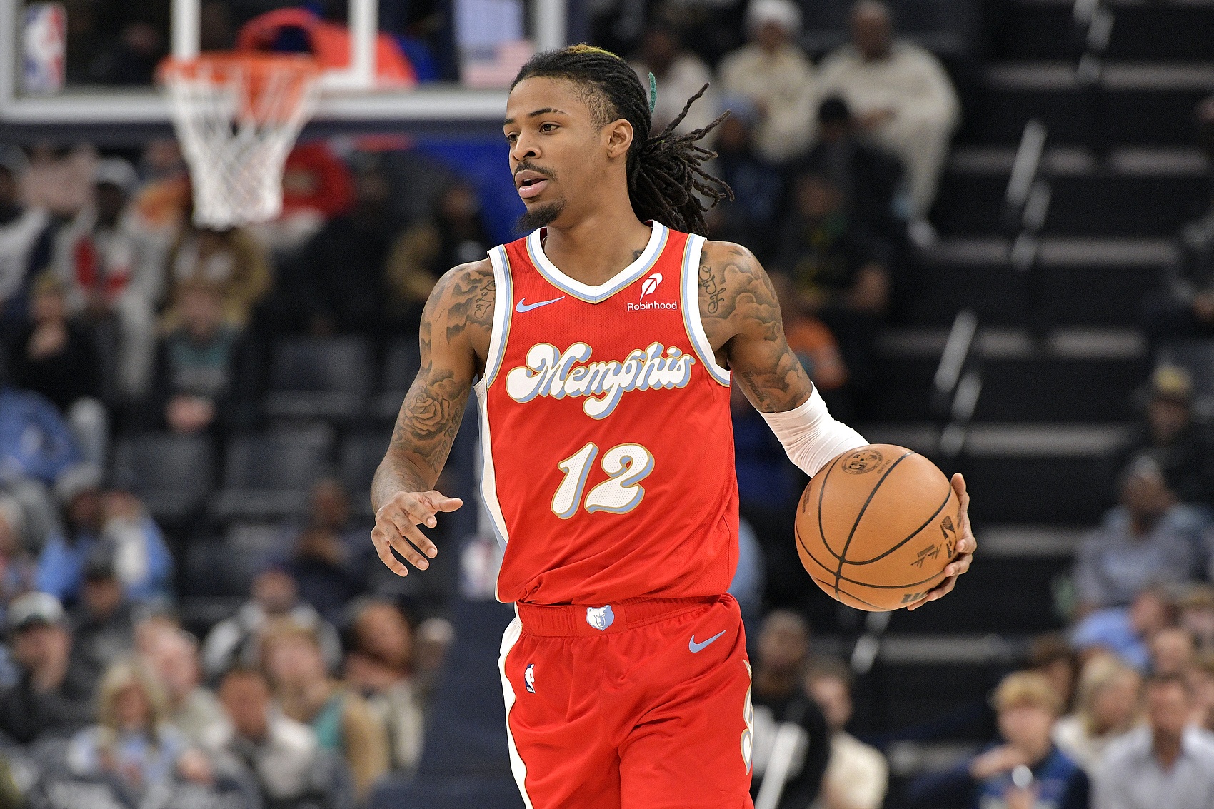 很鐵但罰球穩(wěn)住了！莫蘭特上半場(chǎng)13中3&三分5中0得12分 罰球6中6